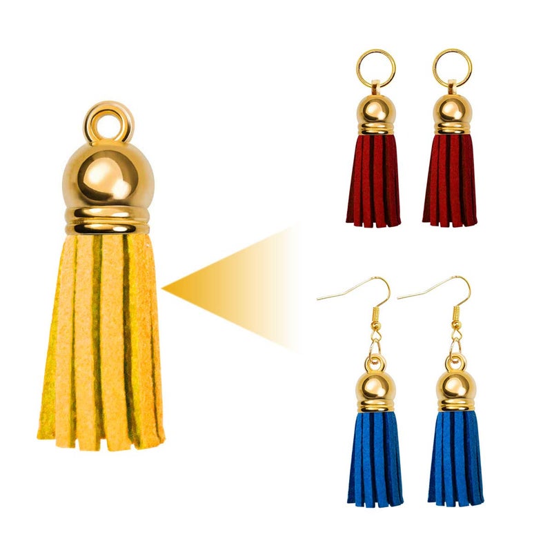 TTSAM Tassels for Keychains Faux Suede Tassel for DIY Jewelry Making 60 Pcs Leather Keychain Charms Bulk & 60 Pcs Jump Rings Key Chain Rings Bulk for Cellphone Straps Pendants Crafts - Image 5